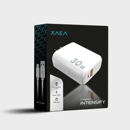 CARGADOR CEL TIPO C MOD600 30W INTENSIFY 1 USB Y 1 TIPO C
