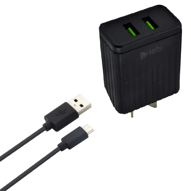 CARGADOR CEL TIPO V8 4.4A LETS 2 USB + CABLE
