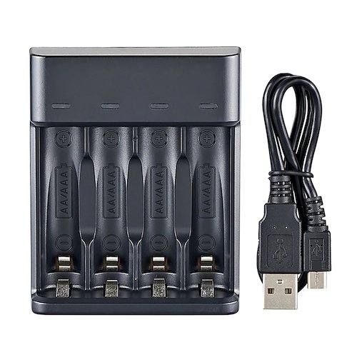 CARGADOR DE PILAS 4 UNIDADES CON USB