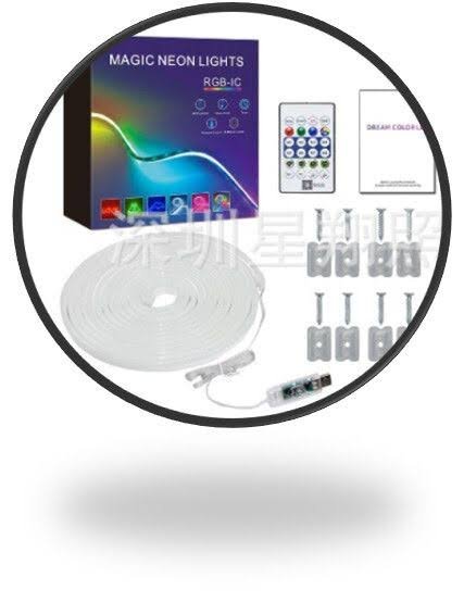 LUZ NEON RGB 3 METROS CON CONTROL CONEXION USB